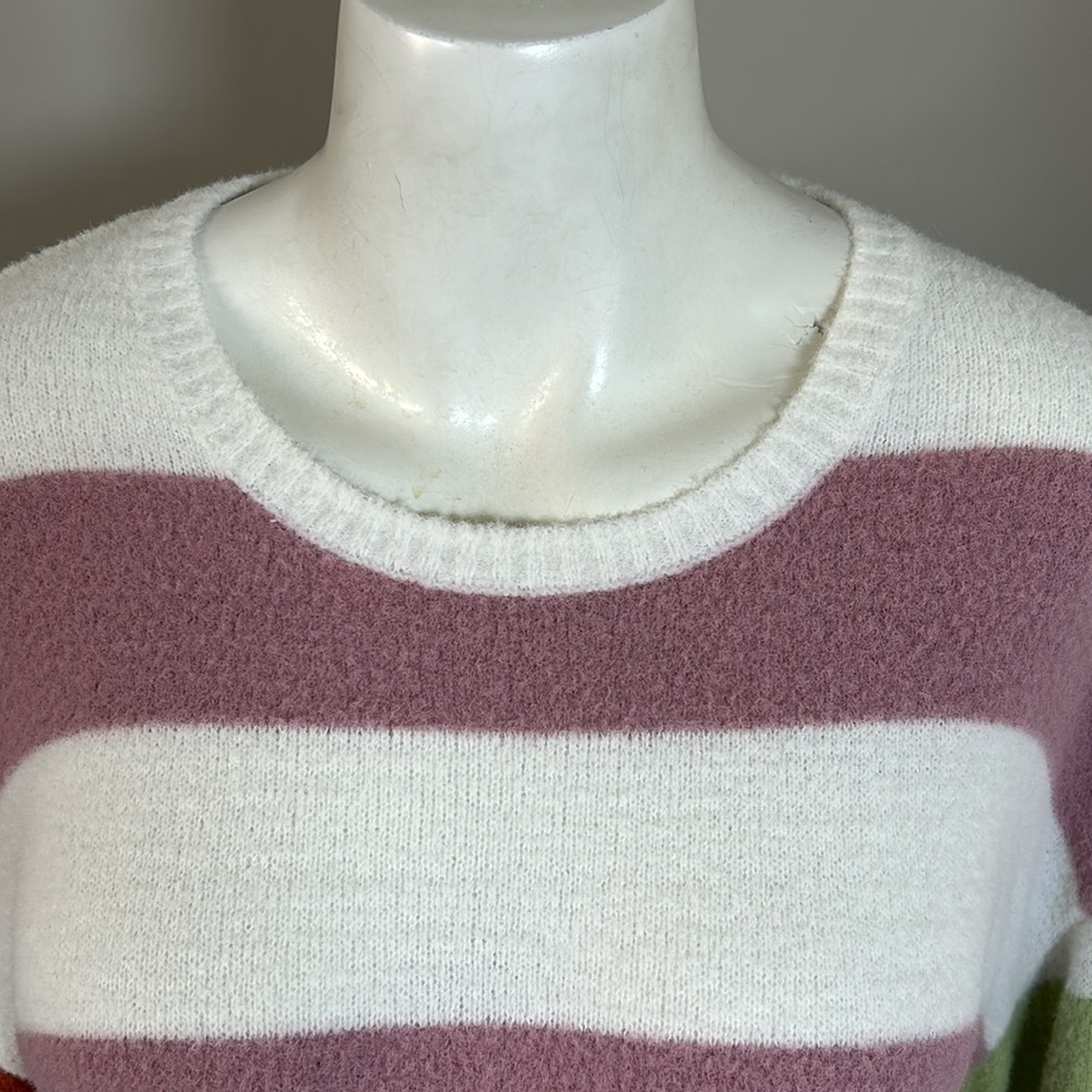 L Space Striped Sequoia Sweater Womens Balloon Sleeves Soft Pastel Sz S - Picture 4 of 10